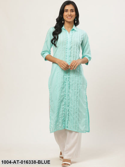 Straight kurta with Ruffle and pleat detailing
