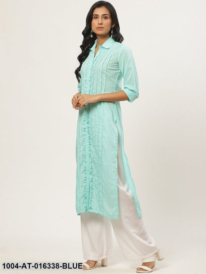 Straight kurta with Ruffle and pleat detailing