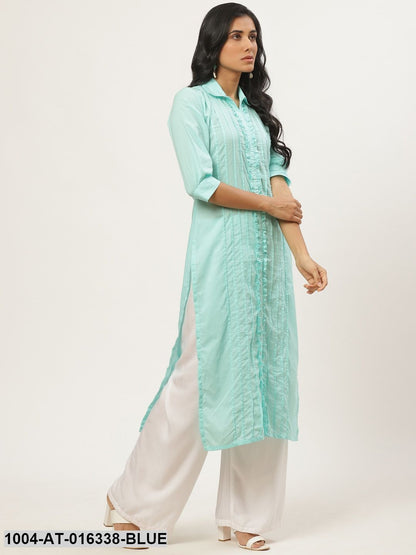Straight kurta with Ruffle and pleat detailing