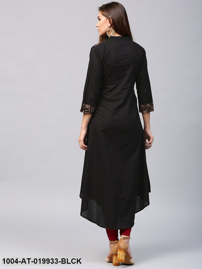 Black & Brown Printed A-Line Kurta