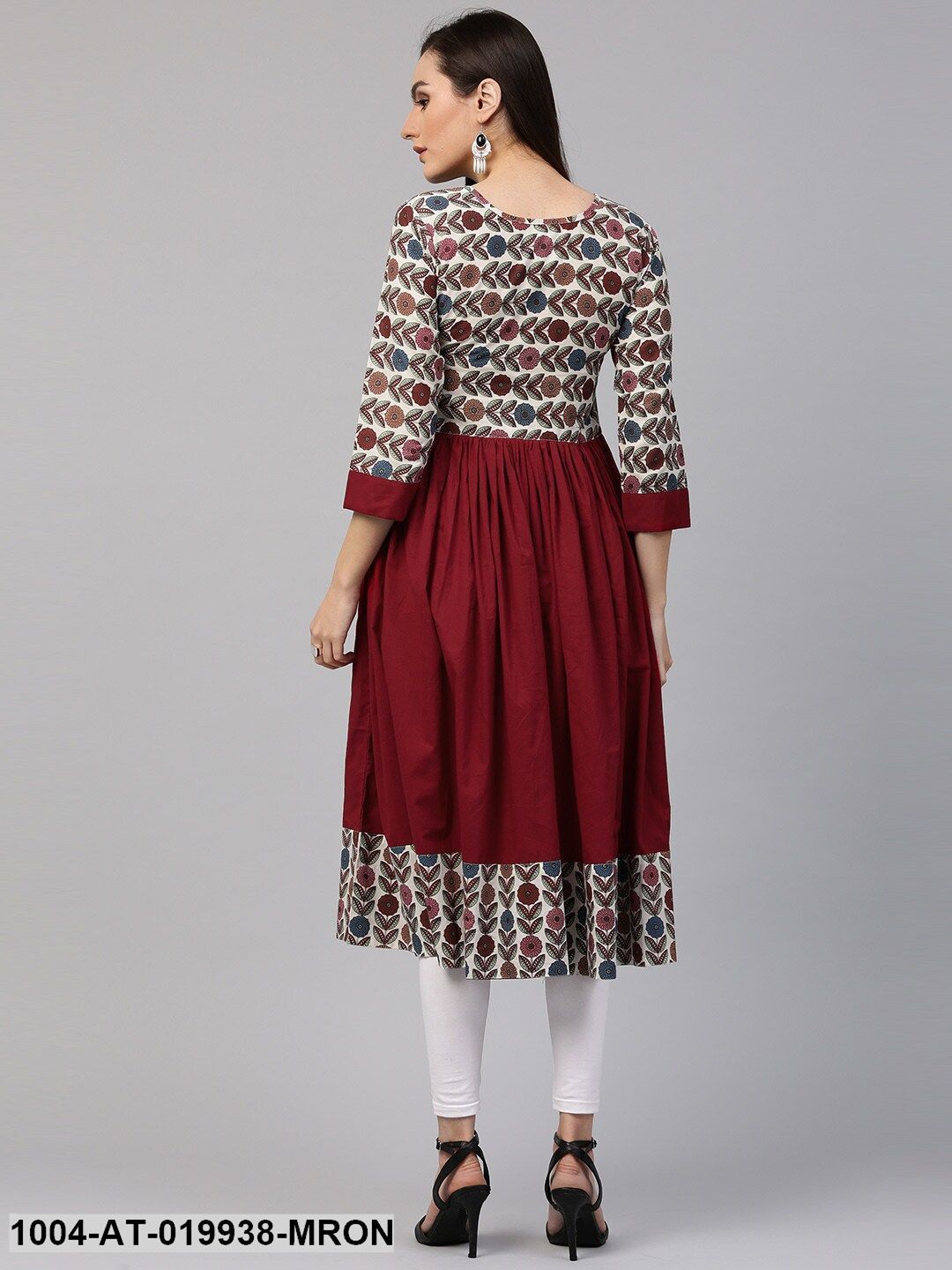 Maroon Printed Anarkali Kurta