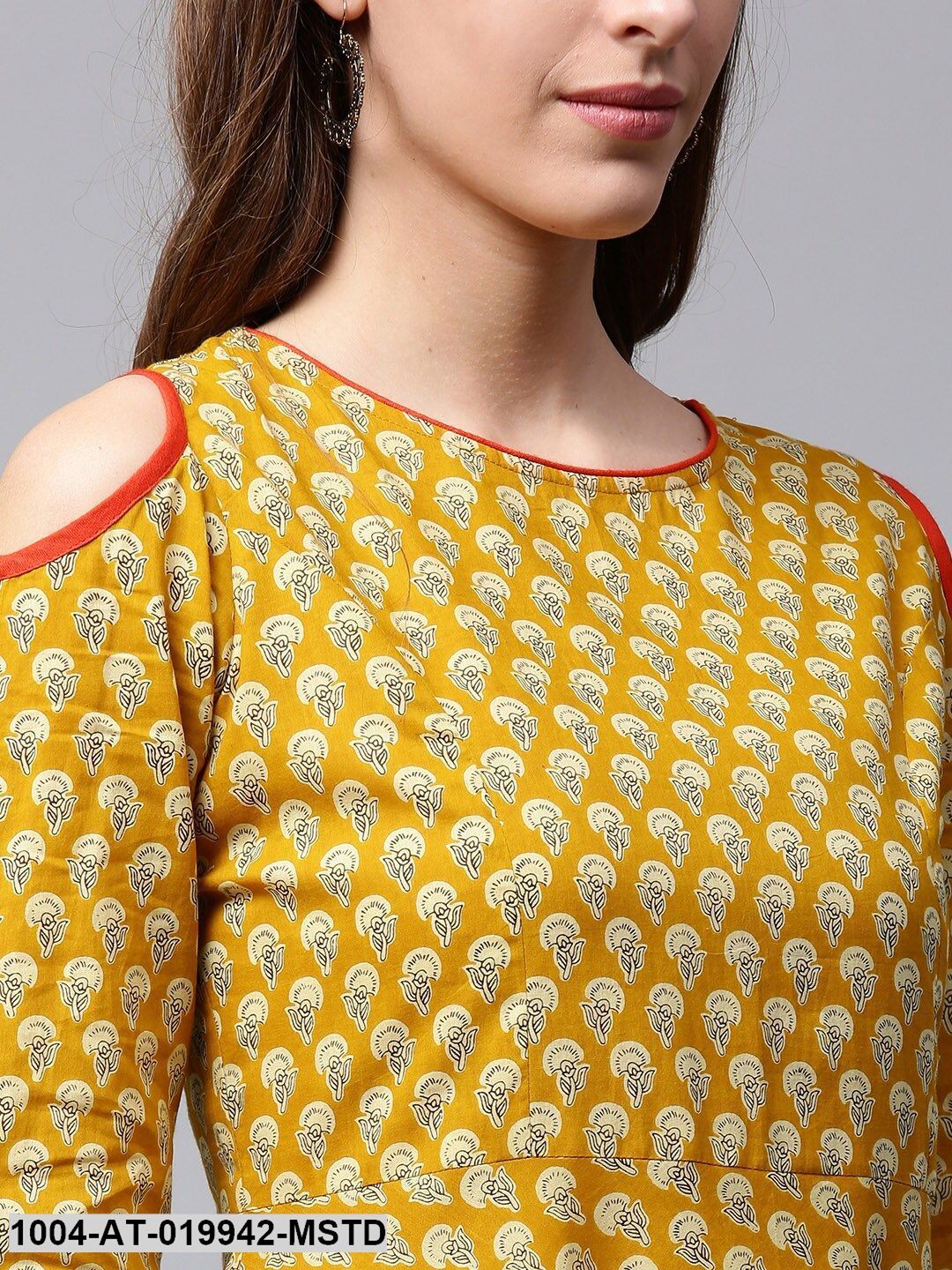 Mustard Yellow Printed Anarkali Kurta