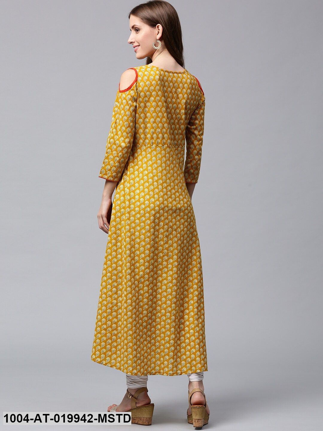 Mustard Yellow Printed Anarkali Kurta