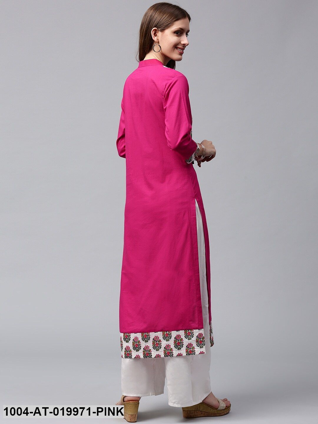 Pink Printed Straight Kurta