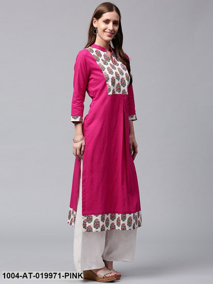 Pink Printed Straight Kurta