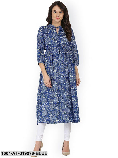 Blue Printed Anarkali Kurta
