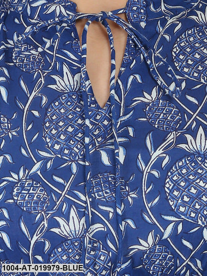 Blue Printed Anarkali Kurta