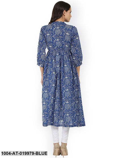 Blue Printed Anarkali Kurta