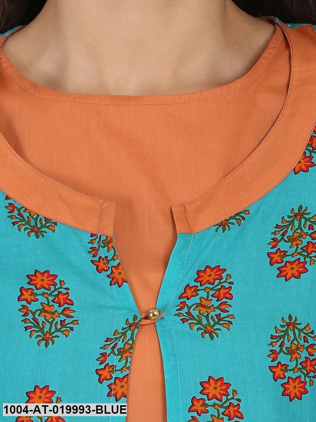 Blue Printed A-Line Kurta