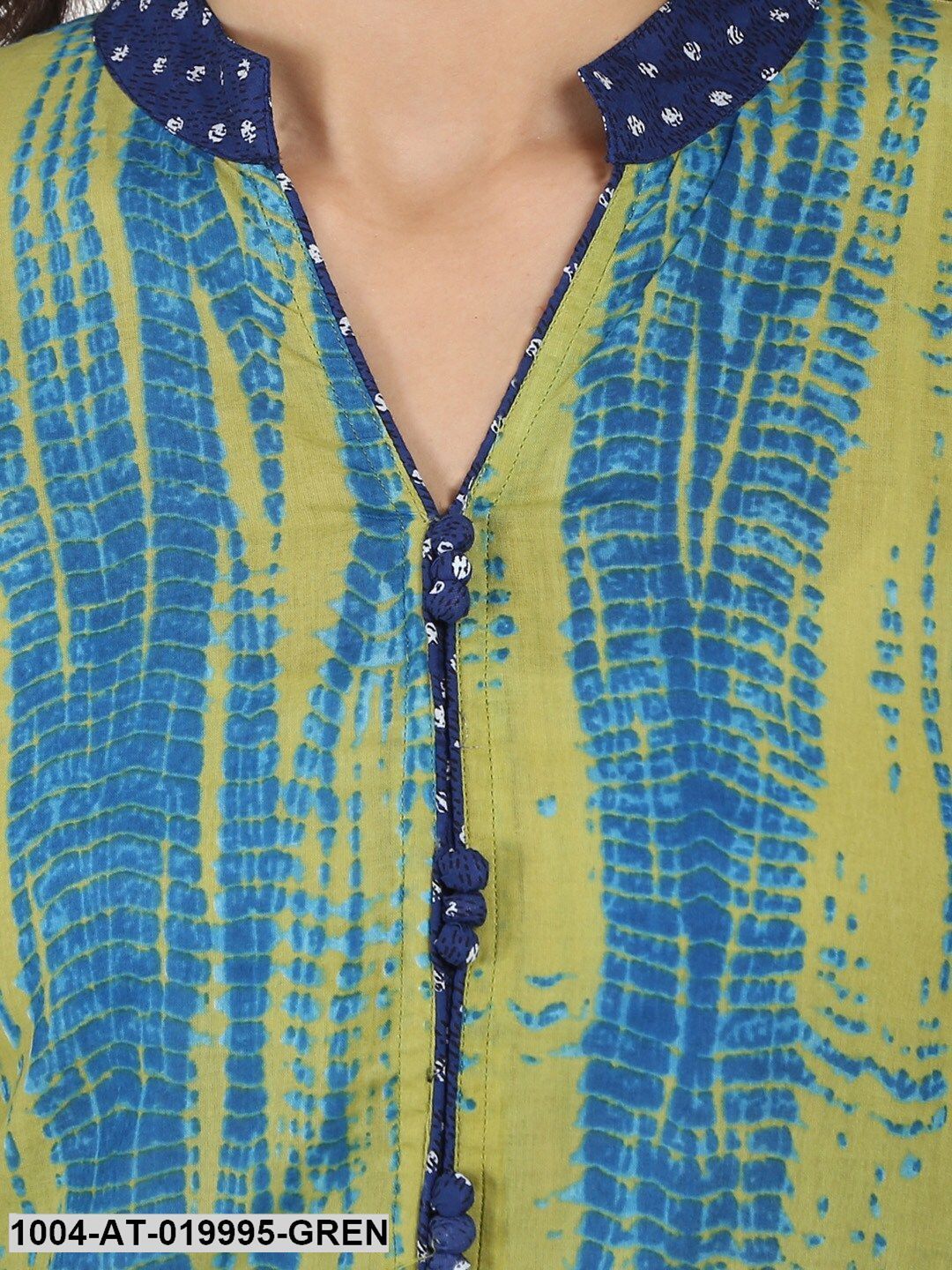 Green Printed Straight Kurta