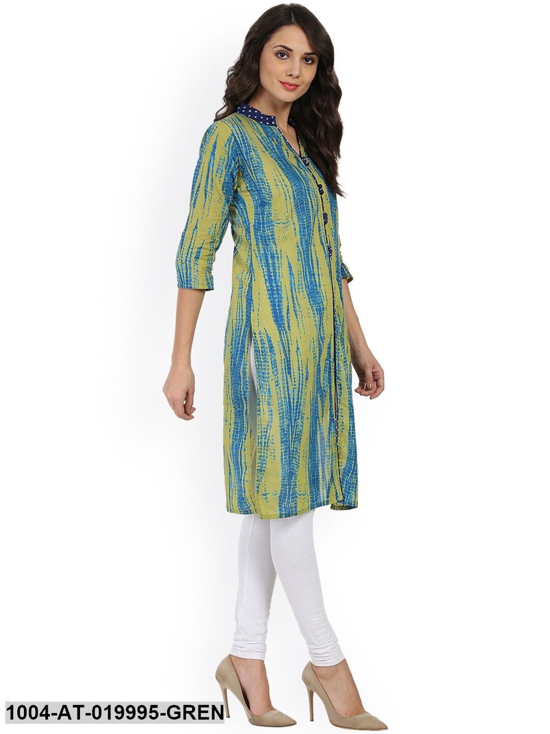Green Printed Straight Kurta