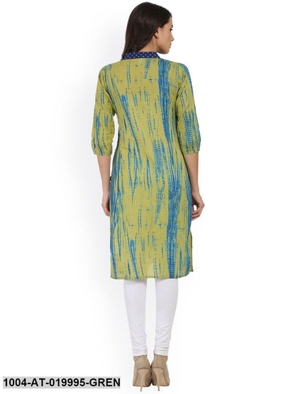 Green Printed Straight Kurta
