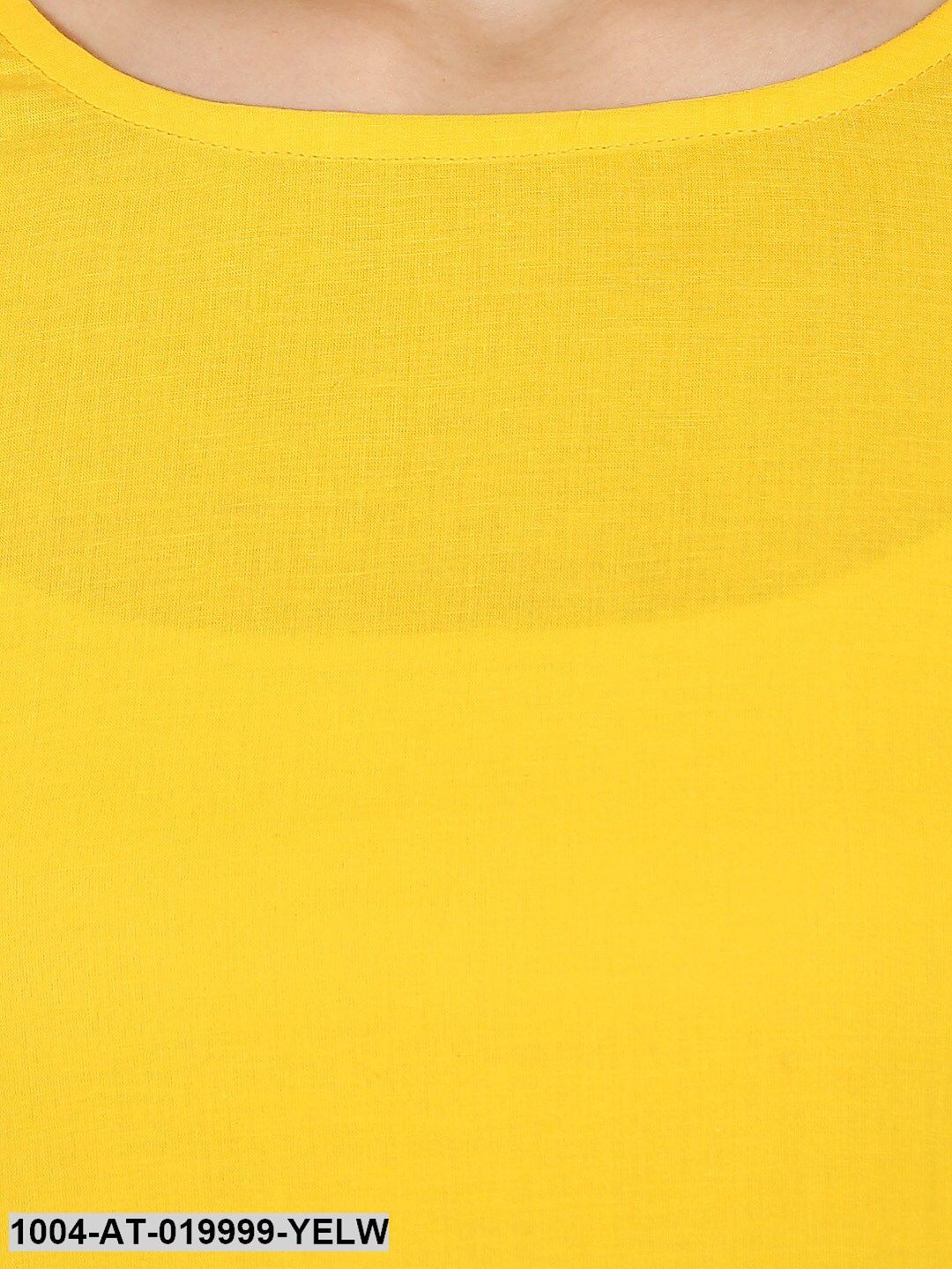 Yellow Printed A-Line Kurta