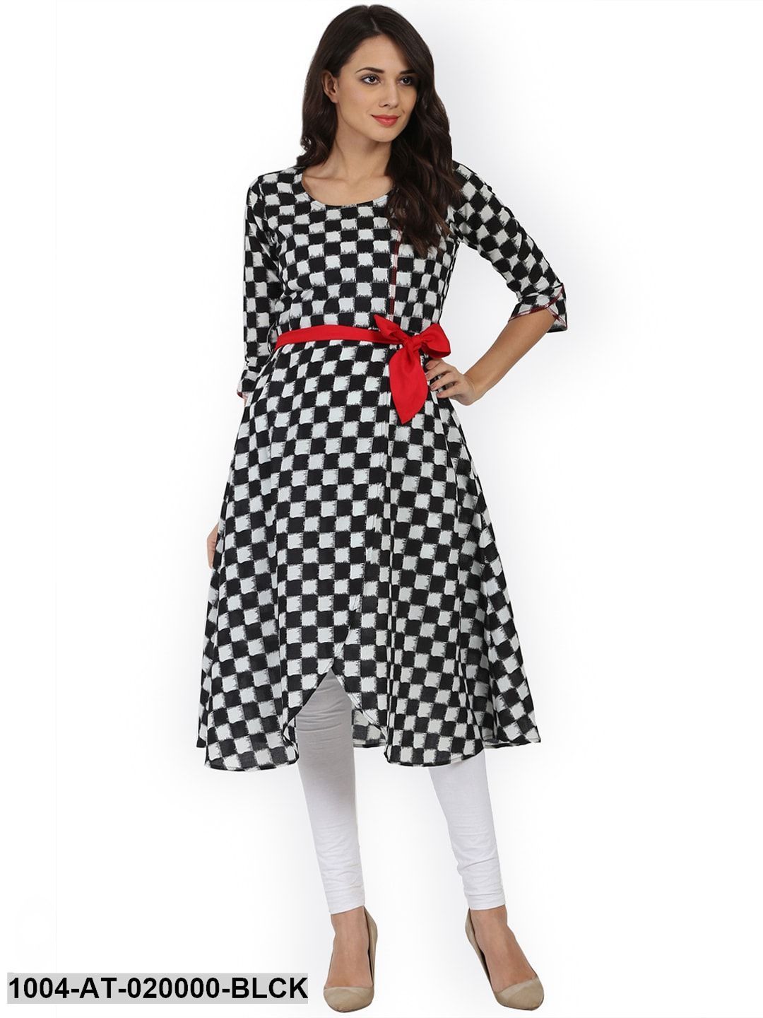 Black Printed Asymmetric A-Line Kurta