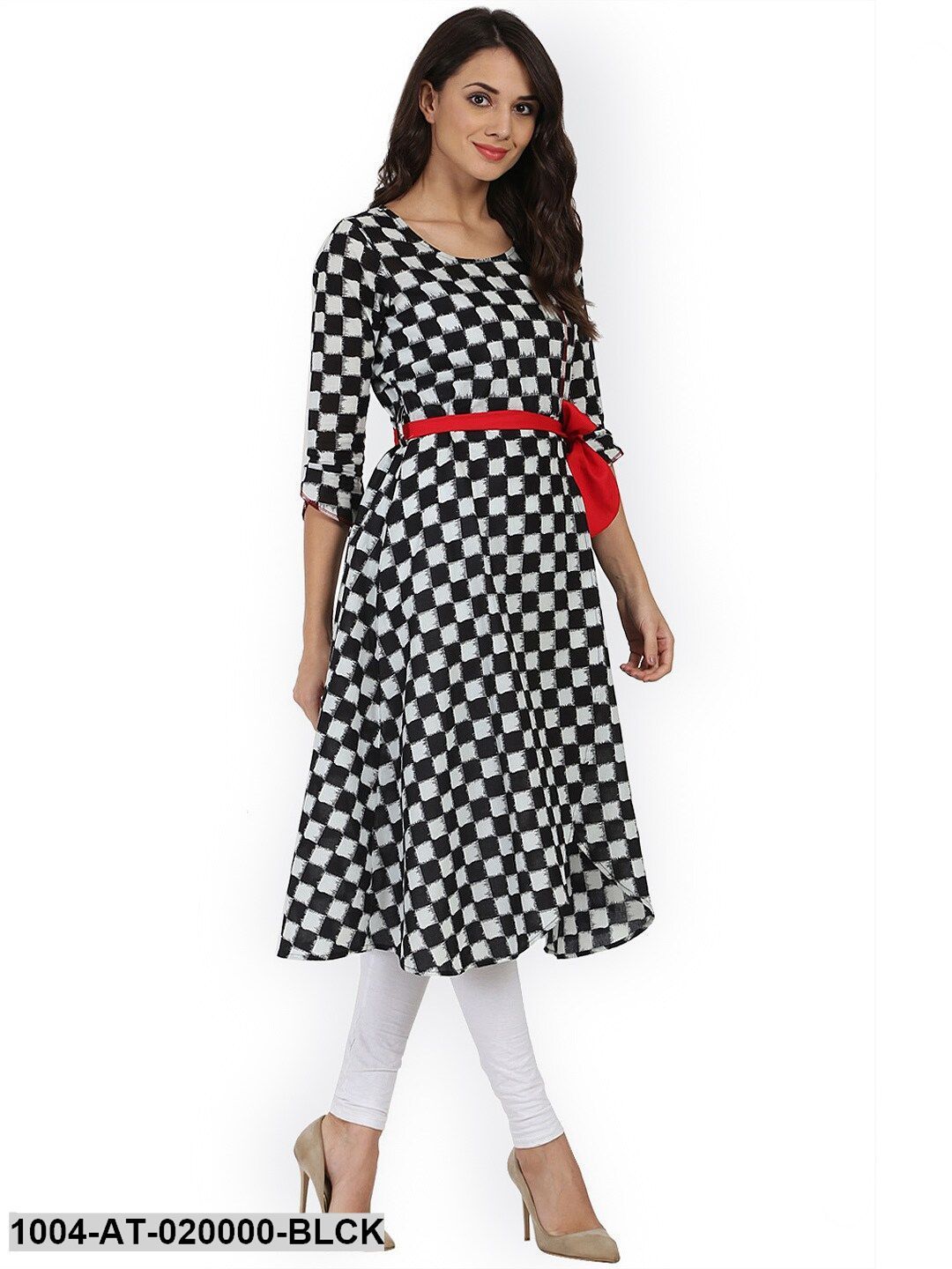 Black Printed Asymmetric A-Line Kurta