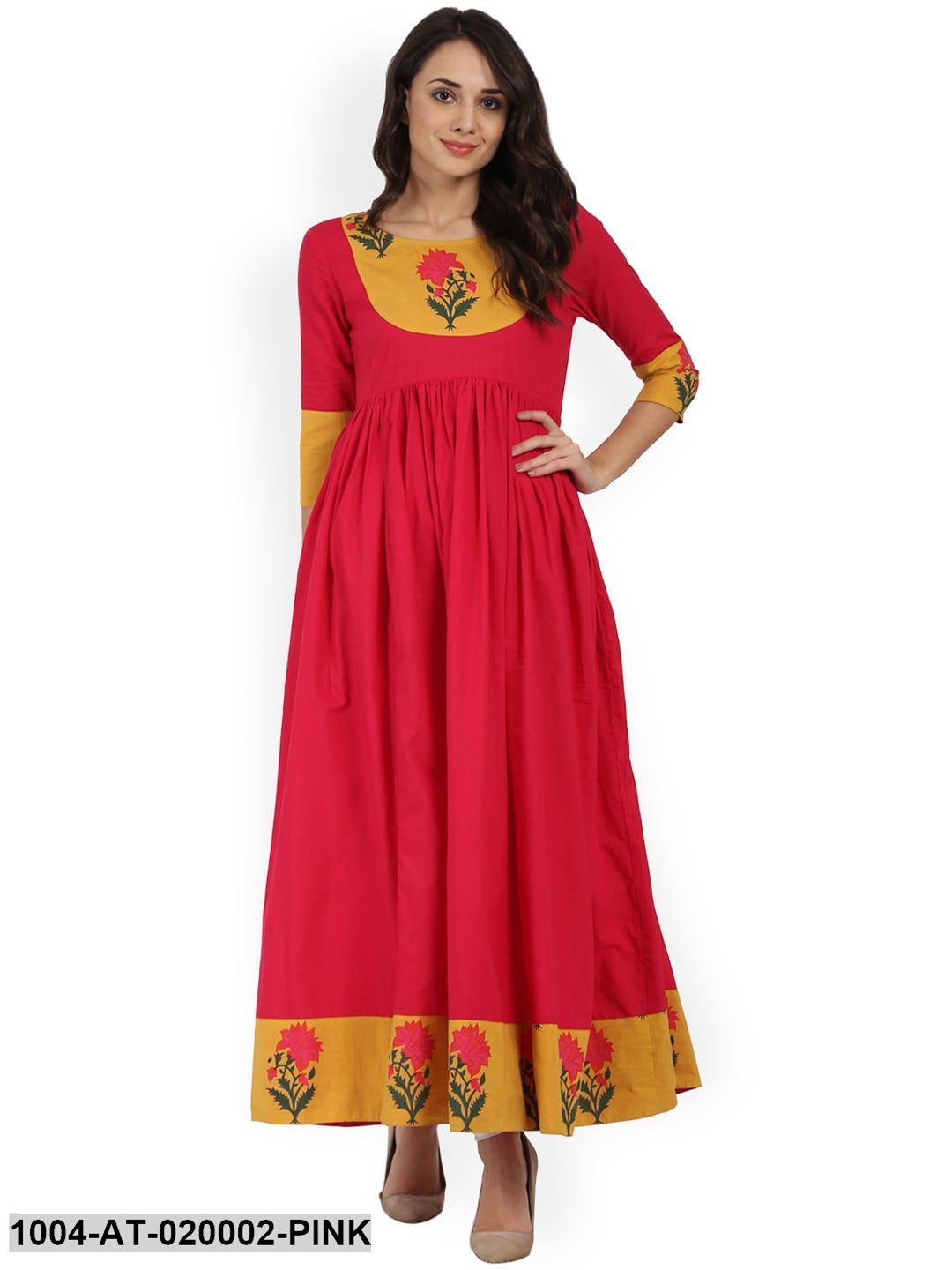 Pink Printed Anarkali Kurta