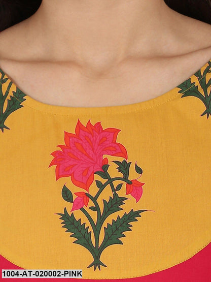 Pink Printed Anarkali Kurta