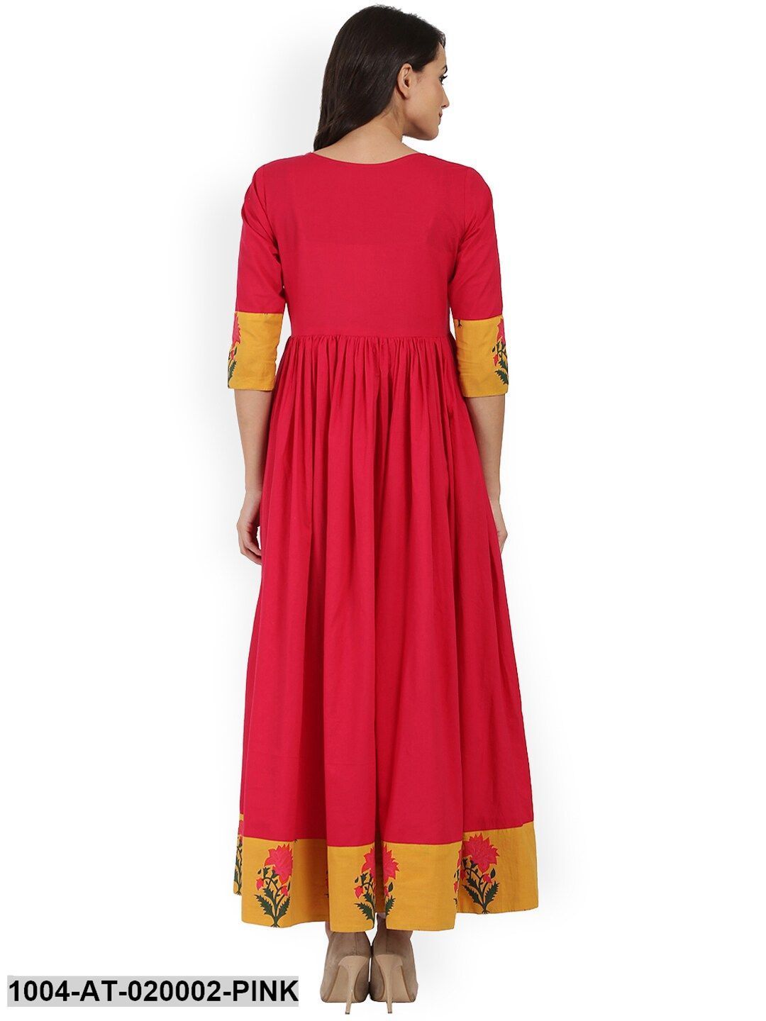 Pink Printed Anarkali Kurta