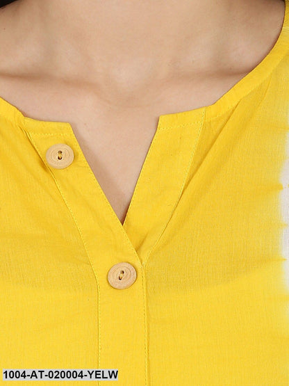 Yellow & White Solid A-Line Kurta