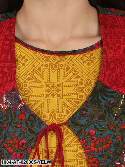 Yellow Printed Anarkali Kurta
