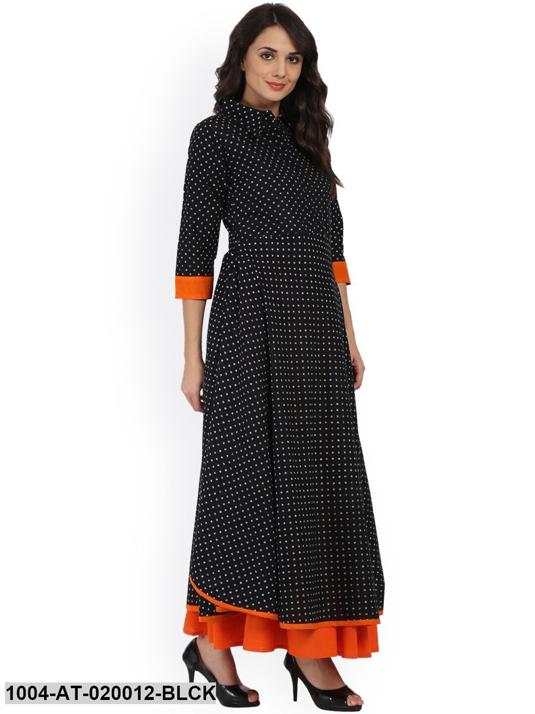Black Printed A-Line Kurta