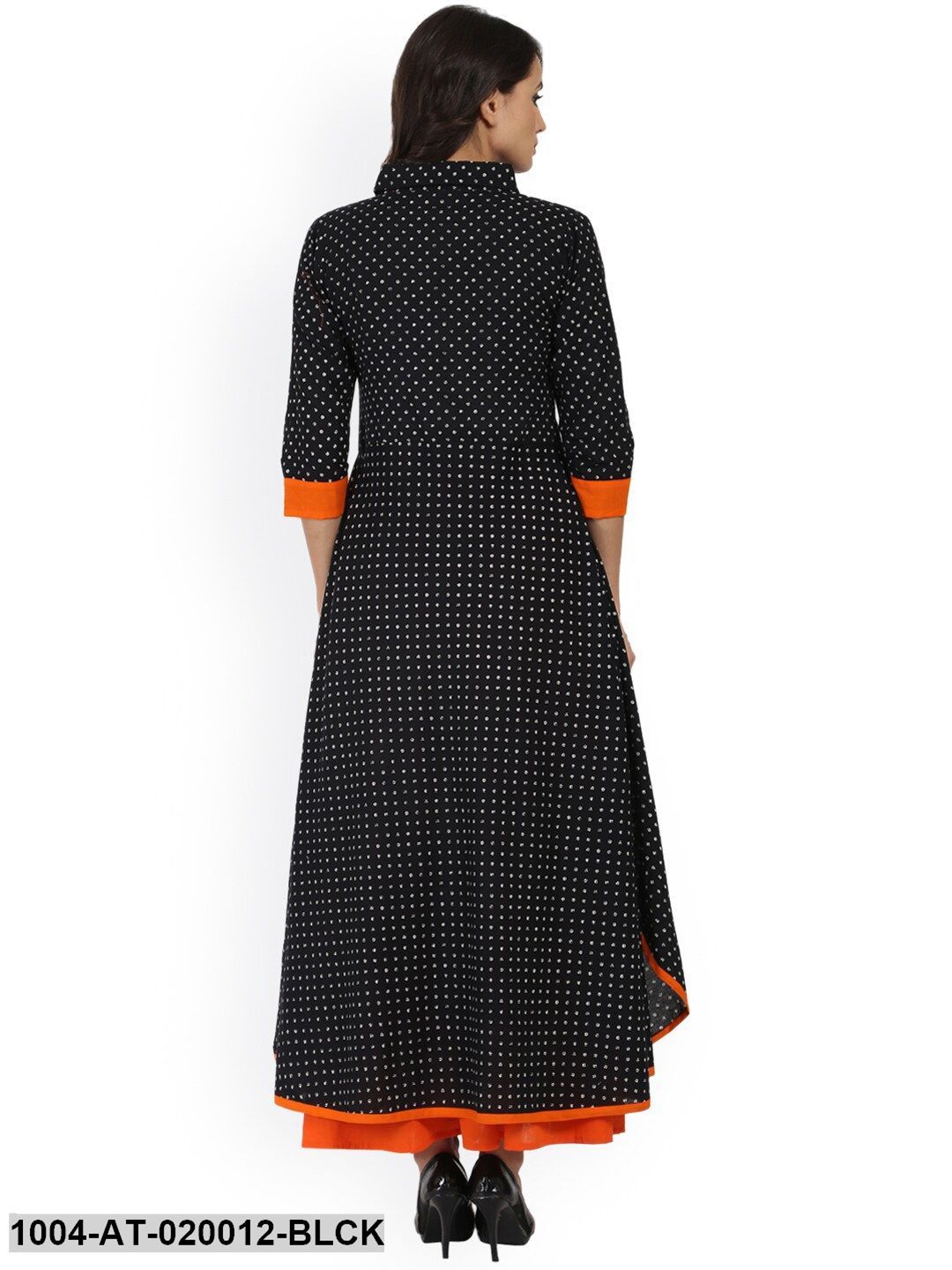 Black Printed A-Line Kurta