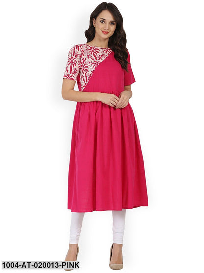 Pink Printed Anarkali Kurta