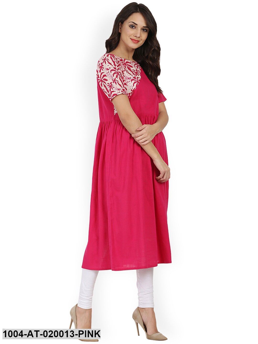 Pink Printed Anarkali Kurta