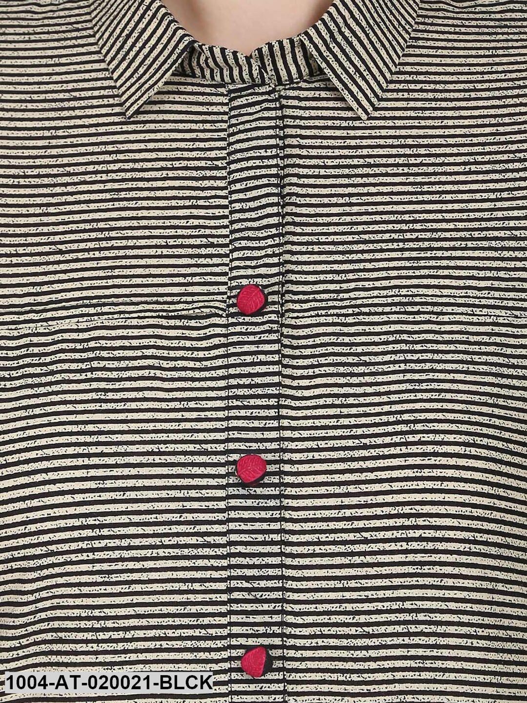 Black & White Printed Straight Kurta