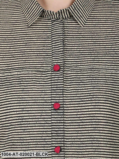 Black & White Printed Straight Kurta