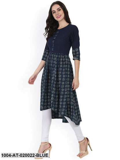 Blue Printed Anarkali Kurta
