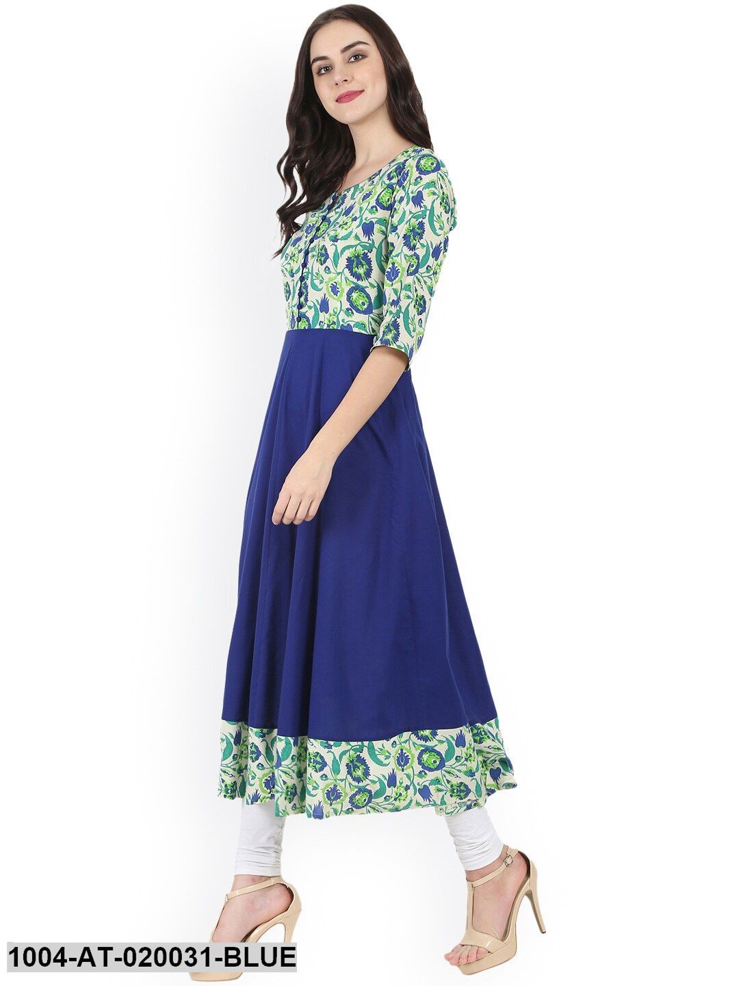Blue Printed Anarkali Kurta