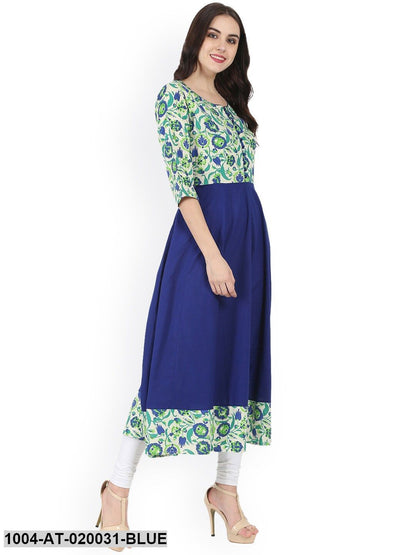 Blue Printed Anarkali Kurta