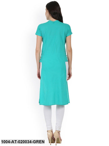 Green Solid Straight Kurta