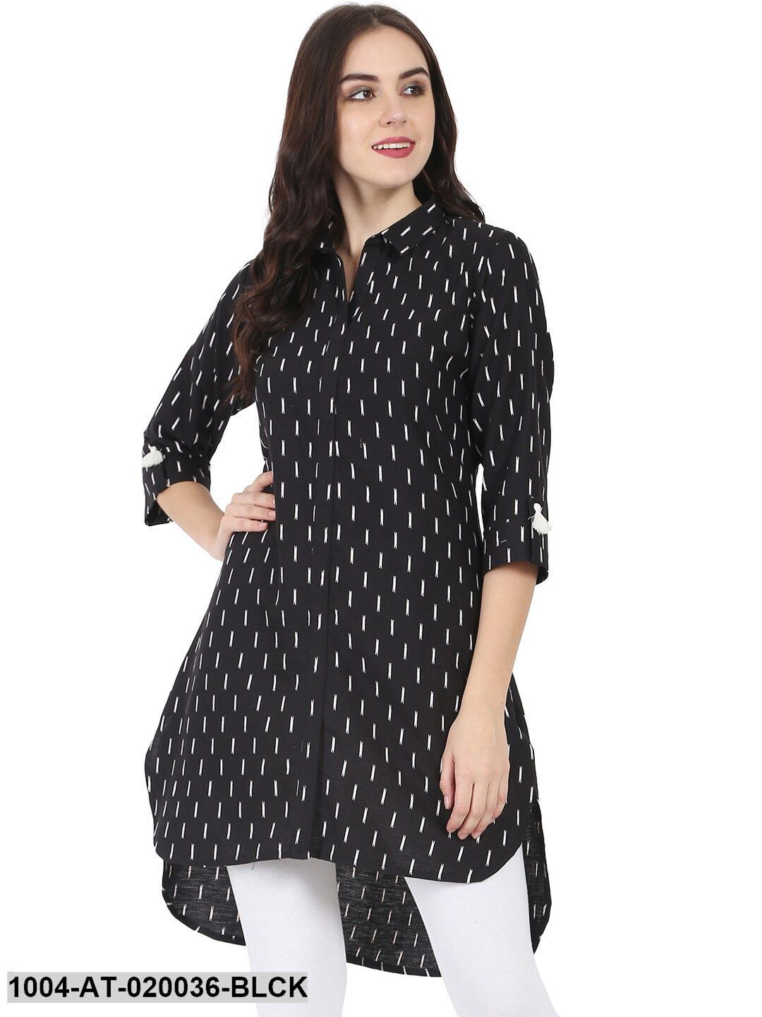 Black Printed A-Line Kurta