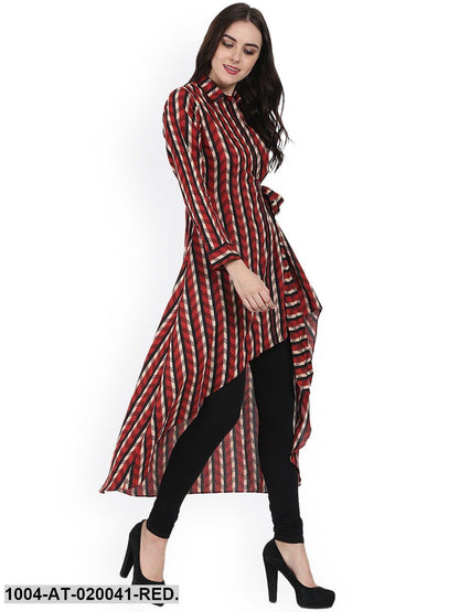Red & Black Printed A-Line Kurta