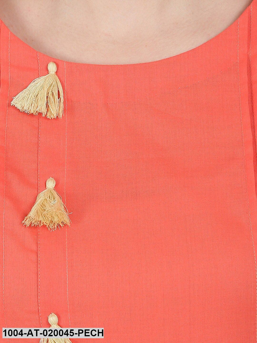Peach-Coloured Solid A-Line Kurta