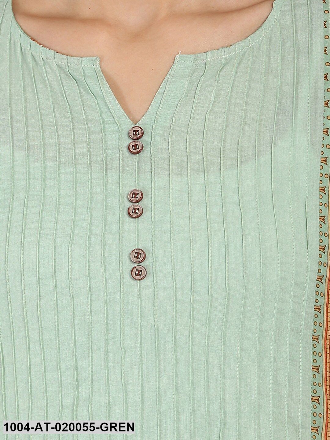 Green Printed Straight Kurta