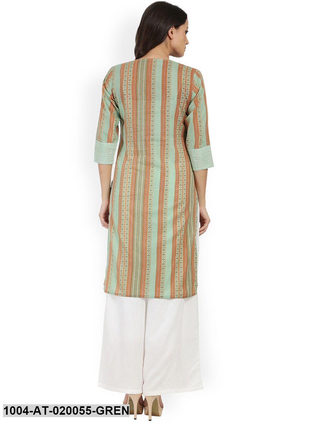 Green Printed Straight Kurta