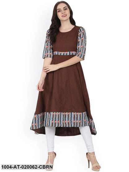Coffee Brown Printed Anarkali Kurta