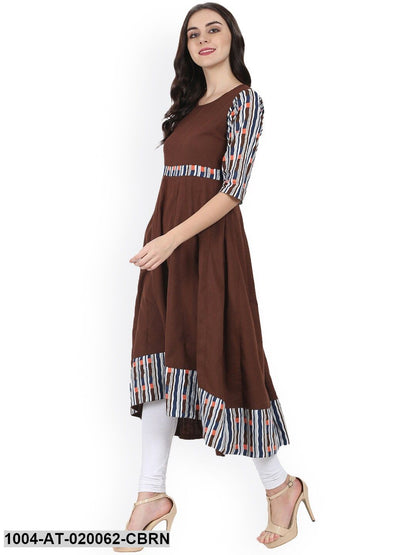 Coffee Brown Printed Anarkali Kurta