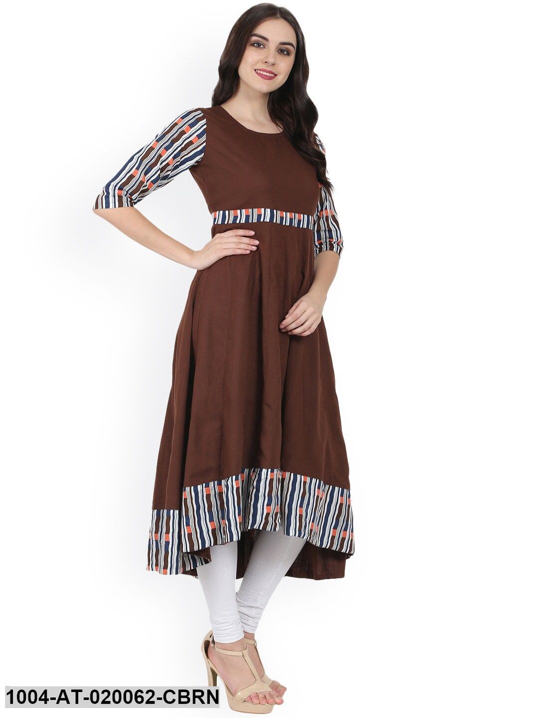 Coffee Brown Printed Anarkali Kurta