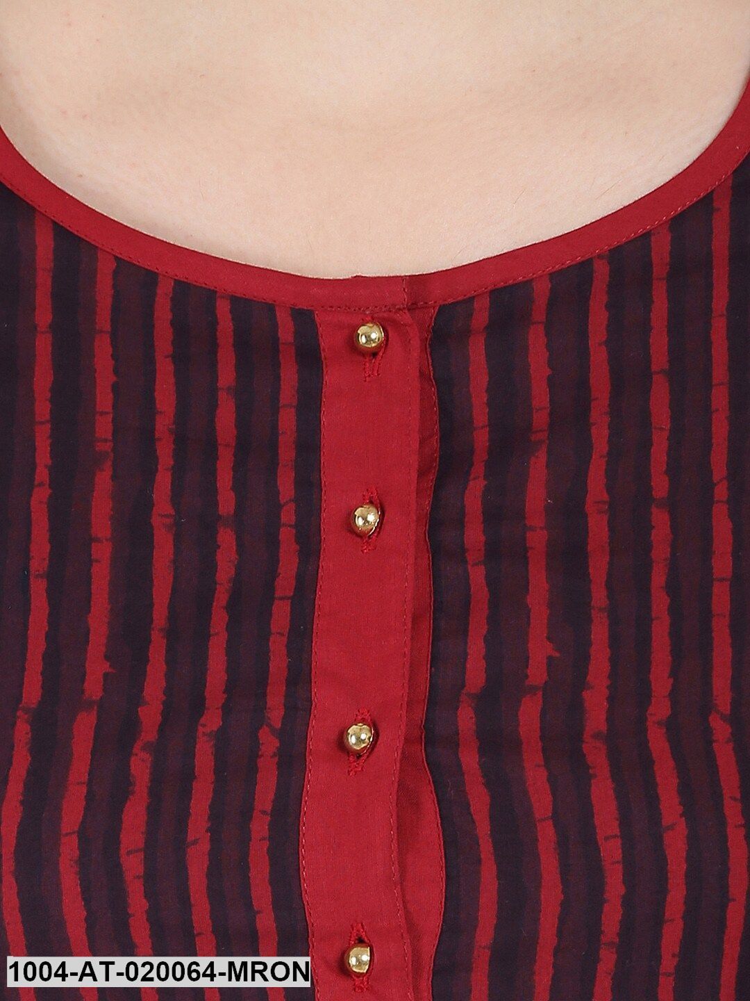 Maroon Striped A-Line Kurta