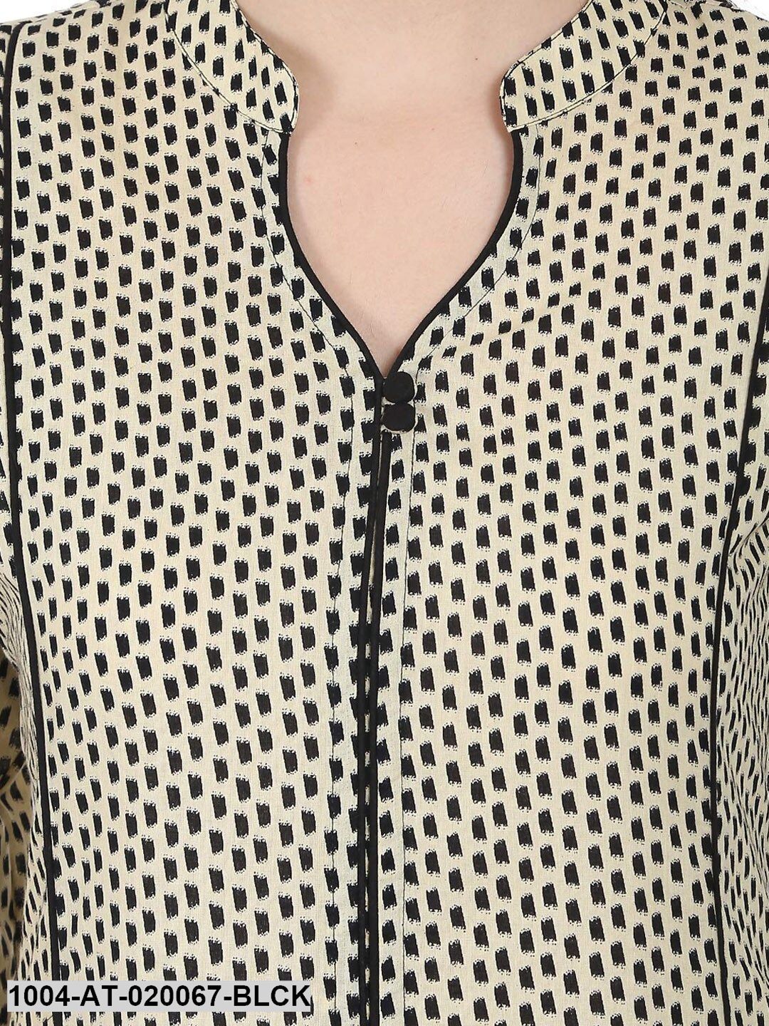 Black Printed A-Line Kurta