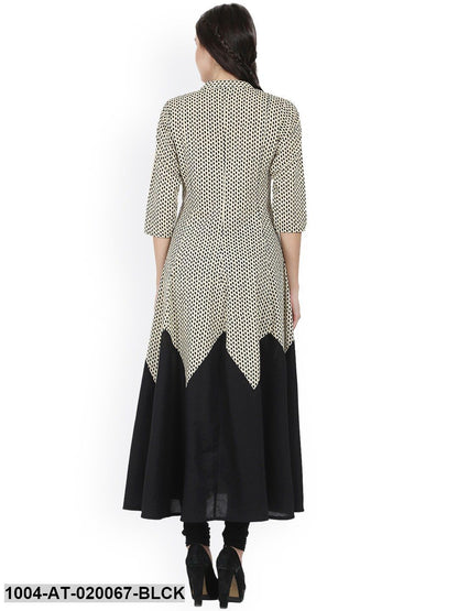 Black Printed A-Line Kurta