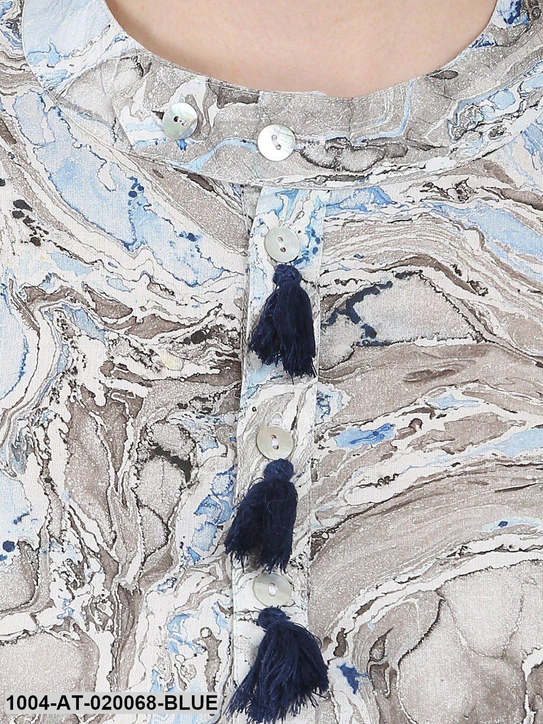 Blue Printed Anarkali Kurta