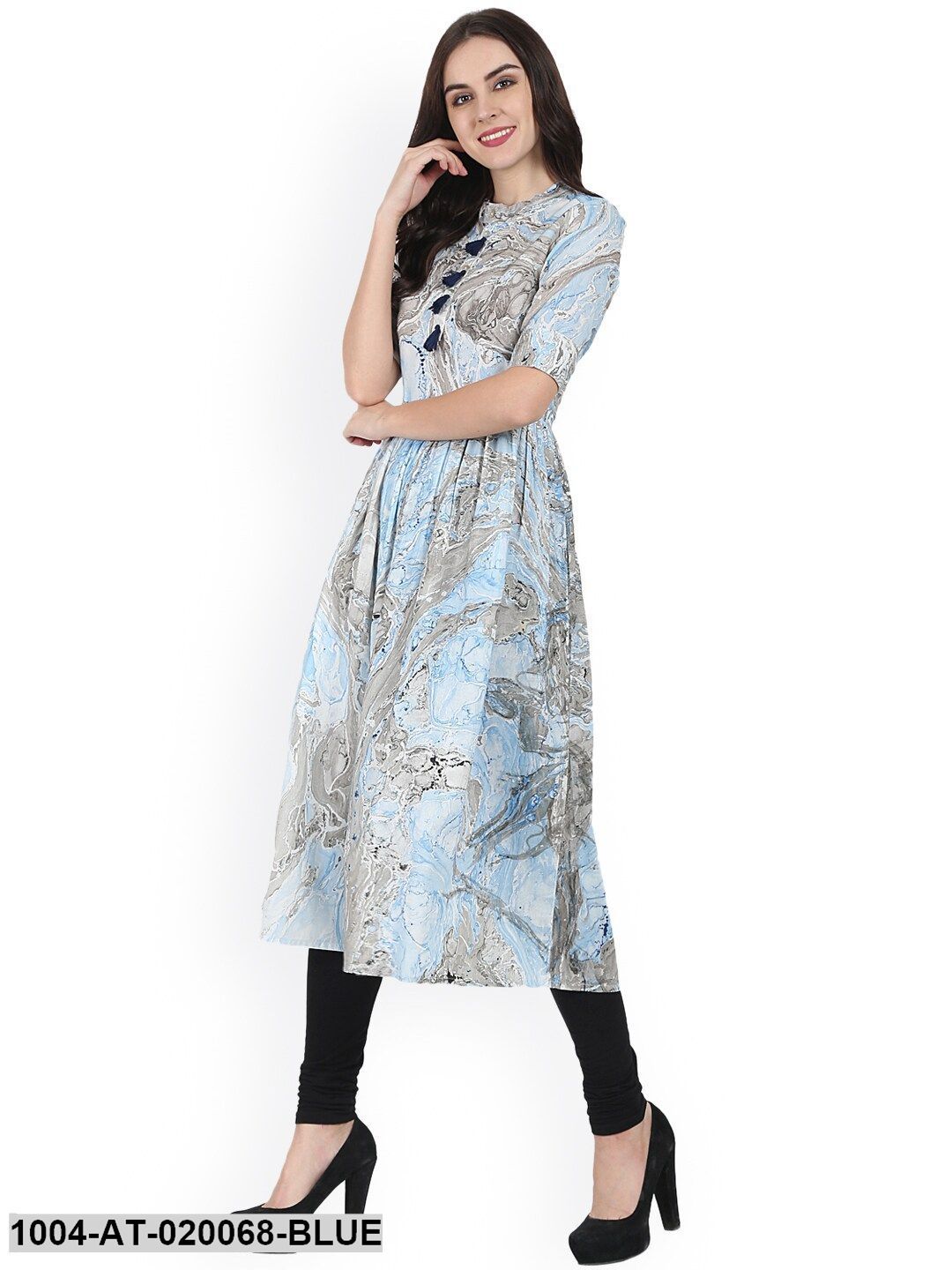 Blue Printed Anarkali Kurta