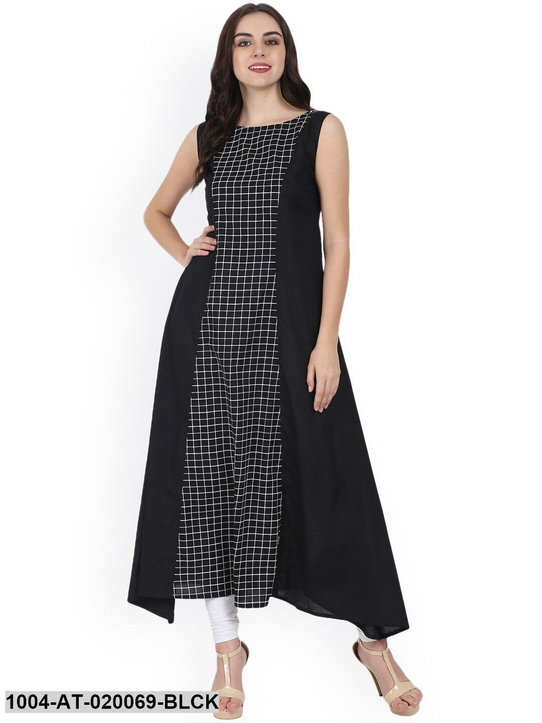 Black Printed A-Line Kurta