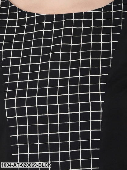 Black Printed A-Line Kurta