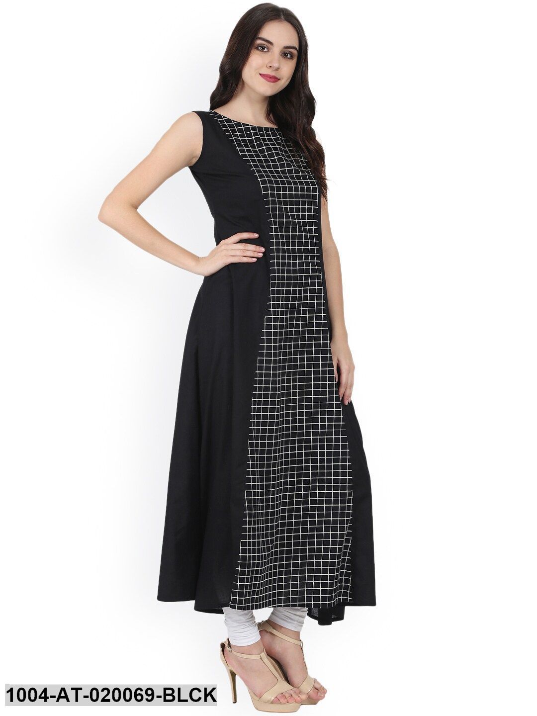 Black Printed A-Line Kurta